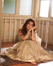 Enigmatic Actress Rasha Thadani in a Olive Green Embroidered Lehenga Set Photos 04