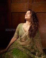 Enigmatic Actress Rasha Thadani in a Olive Green Embroidered Lehenga Set Photos 07