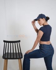 Fashionable Actress Shivangi Verma in a Navy Blue Crop Top Photos 05