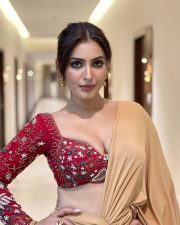 Glamorous Actress Shivangi Verma in a Beige Saree With Red Blouse Photos 03
