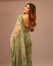 Gorgeous Rasha Thadani in a Transparent Green Saree with a Matching Sleeveless Blouse Photos 03