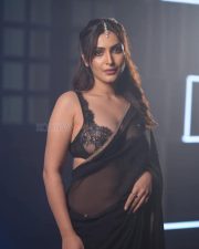 Hot Item Song Dancer Shivangi Verma in a Black Sheer Saree with a Black Lace Bralette Photos 06
