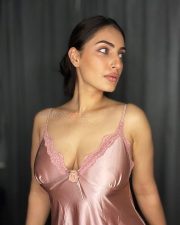 Hot Shivangi Verma in a Pink Satin Night Dress Pictures 04