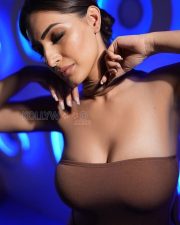 Hypnotic Shivangi Verma Cleavage in a Brown Strapless Bodycon Dress Photos 02