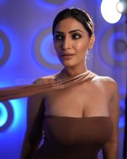 Hypnotic Shivangi Verma Cleavage in a Brown Strapless Bodycon Dress Photos 03