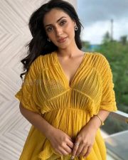 Indian Television Actress Shivangi Verma in a Yellow See Through Top with a Black Bra Photos 01