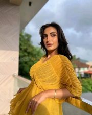 Indian Television Actress Shivangi Verma in a Yellow See Through Top with a Black Bra Photos 02