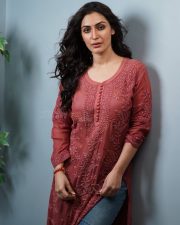 Pichaikkaran 2 Actress Shivangi Verma in a Peach Kurta Photos 04