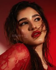 Ravishing Rasha Thadani in a Crimson Lace Dress Photos 03