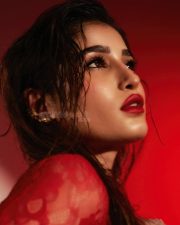 Ravishing Rasha Thadani in a Crimson Lace Dress Photos 05