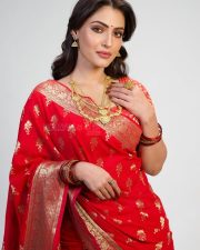 Resplendent Actress Shivangi Verma in a Red Banarasi Silk Saree Photos 03