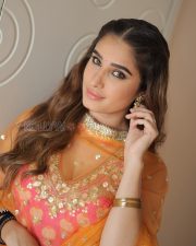 Whimsical Actress Rasha Thadani in a White Lotus Floral Printed Skirt with Corset Top Photos 03