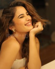 Whimsical Actress Rasha Thadani in a White Lotus Floral Printed Skirt with Corset Top Photos 07