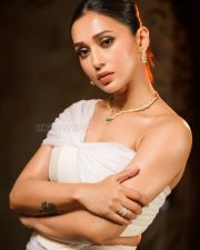 Elegant Actress Mimi Chakraborty in a White Off Shoulder Draped Saree Photos 02 Elegant Actress Mimi Chakraborty in a White Off Shoulder Draped Saree Photos 02