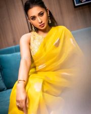 Emperor vs Sarat Chandra Actress Mimi Chakraborty in a Yellow Silk Organza Saree and Zari Embroidered Sleeveless Blouse Photos 01 Emperor vs Sarat Chandra Actress Mimi Chakraborty in a Yellow Silk Organza Saree and Zari Embroidered Sleeveless Blouse Photos 01