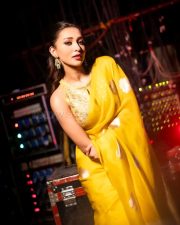 Emperor vs Sarat Chandra Actress Mimi Chakraborty in a Yellow Silk Organza Saree and Zari Embroidered Sleeveless Blouse Photos 02 Emperor vs Sarat Chandra Actress Mimi Chakraborty in a Yellow Silk Organza Saree and Zari Embroidered Sleeveless Blouse Photos 02