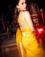 Emperor vs Sarat Chandra Actress Mimi Chakraborty in a Yellow Silk Organza Saree and Zari Embroidered Sleeveless Blouse Photos 03