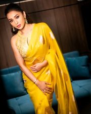 Emperor vs Sarat Chandra Actress Mimi Chakraborty in a Yellow Silk Organza Saree and Zari Embroidered Sleeveless Blouse Photos 04 Emperor vs Sarat Chandra Actress Mimi Chakraborty in a Yellow Silk Organza Saree and Zari Embroidered Sleeveless Blouse Photos 04