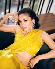 Hot Bengali Actress Mimi Chakraborty in a Bright Yellow Saree with Sleeveless Blouse Pictures 03