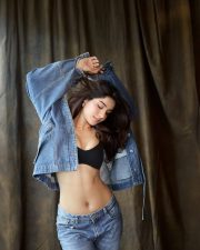 Hot and Sexy Neha Khan Navel in a Denim Pant Denim Jacket and Black Bralette Photos 04