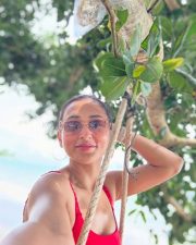 Sexy Mimi Chakraborty in a Red Pink Two Piece Bikini Pictures 01