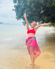 Sexy Mimi Chakraborty in a Red Pink Two Piece Bikini Pictures 02