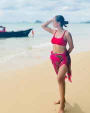 Sexy Mimi Chakraborty in a Red Pink Two Piece Bikini Pictures 04