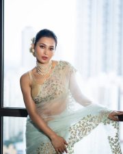 Stunning Mimi Chakraborty in a Transparent Saree with Sleeveless Blouse Pictures 03