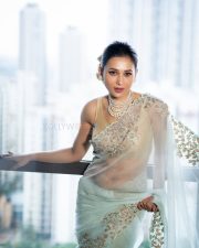 Stunning Mimi Chakraborty in a Transparent Saree with Sleeveless Blouse Pictures 05