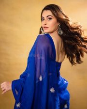 Beautiful Shivaleeka Oberoi in a Blue Transparent Saree Photos 01
