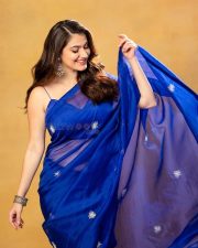 Beautiful Shivaleeka Oberoi in a Blue Transparent Saree Photos 03