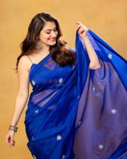 Beautiful Shivaleeka Oberoi in a Blue Transparent Saree Photos 03