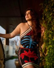 Bold Shivaleeka Oberoi in a Black and Blue Halter Neck Top with a Vibrant Floral Skirt Photos 03