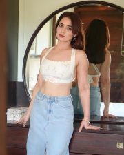 Sexy Priyanka Rewri in a Printed Bralette and Blue Jeans Photos 02