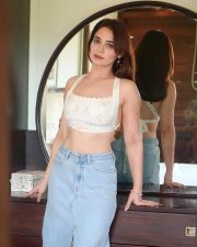 Sexy Priyanka Rewri in a Printed Bralette and Blue Jeans Photos 02