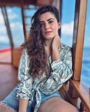 Stylish Shivaleeka Oberoi in a Printed Shirt and Denim Shorts Photos 03
