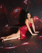 Fenty Beauty Actress Meghna Kaur in a Red Leather Corset Dress Photos 07