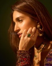 Mesmerizing Actress Nidhi Shah in a Purple Red Embroidered Lehenga Photos 02