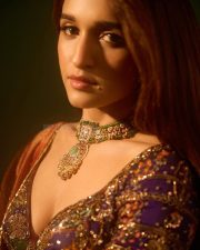 Mesmerizing Actress Nidhi Shah in a Purple Red Embroidered Lehenga Photos 03