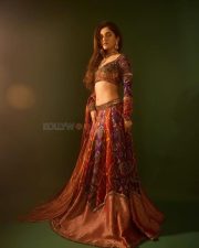 Resplendent Actress Nidhi Shah in a Purple Red Embroidered Lehenga Photos 01