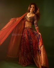 Resplendent Actress Nidhi Shah in a Purple Red Embroidered Lehenga Photos 07