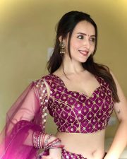 Actress Varsha Rekhate in Pink Lehenga Choli Photos 03