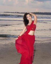 Glamorous Varsha Rekhate in a Red Saree with an Embellished Sleeveless Blouse Photos 07