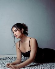 Actress Miloni Jhonsa in a Black Lace Full Length Bodycon Dress with Spaghetti Strap Photos 08