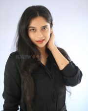 Actress Sanchi Kashyap in a Black Button Up Maxi Dress Pictures 04