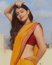 Alluring Beauty Aarti Chikara in a Yellow Saree with a Maroon Blouse Photos 06