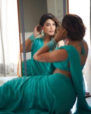 Attractive Mrinmai Kolwalkar in an Aqua Blue Saree with a Sleeveless Blouse Photos 03
