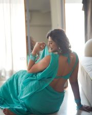 Attractive Mrinmai Kolwalkar in an Aqua Blue Saree with a Sleeveless Blouse Photos 04