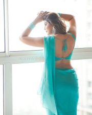 Attractive Mrinmai Kolwalkar in an Aqua Blue Saree with a Sleeveless Blouse Photos 07