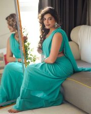 Attractive Mrinmai Kolwalkar in an Aqua Blue Saree with a Sleeveless Blouse Photos 09